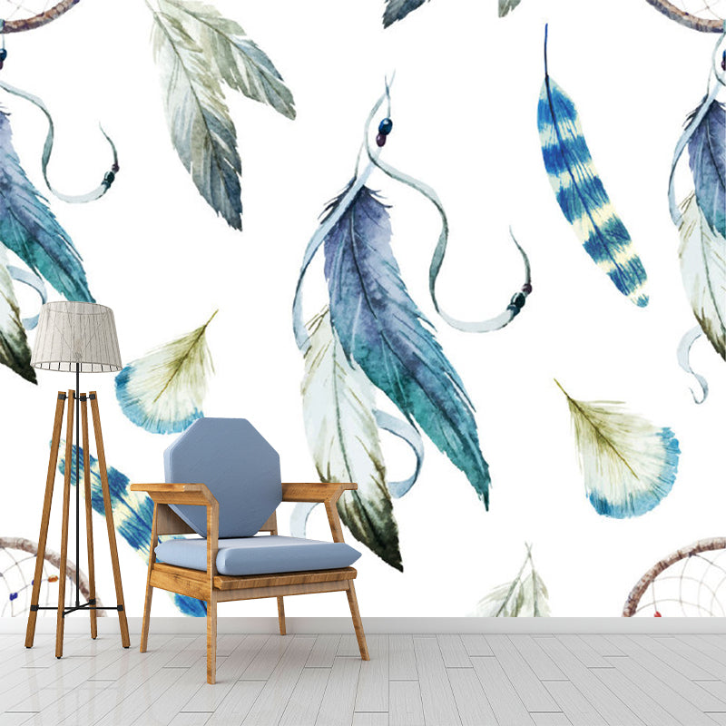 Feather Wall Paper Murals Dream Catcher Contemporary Water Resistant Wall Covering