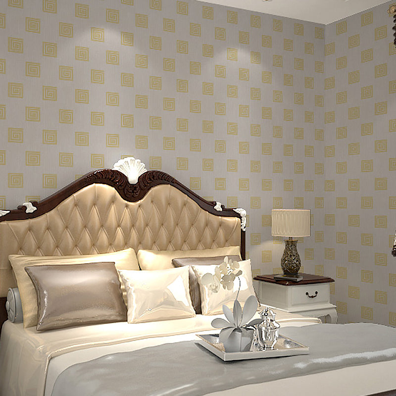 Soft Color Squares Wallpaper Roll Moisture Resistant Modern Living Room Wall Decor