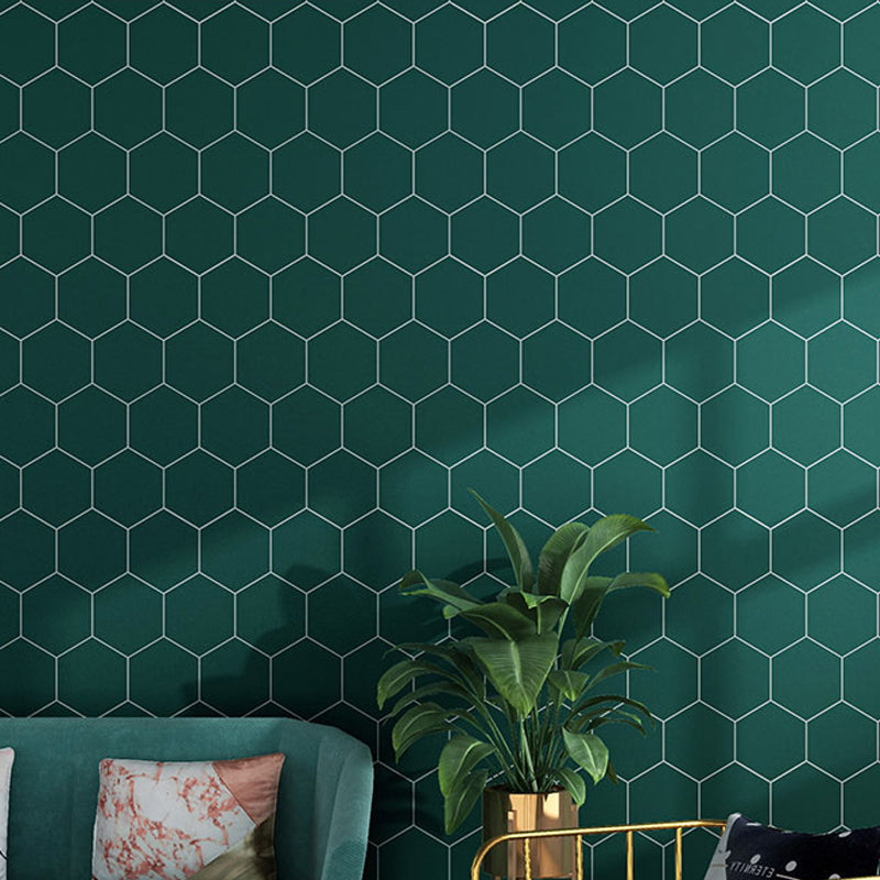 Peel and Stick Honeycomb Wallpaper Green Modernist Wall Art for Kitchen, Easy to Remove