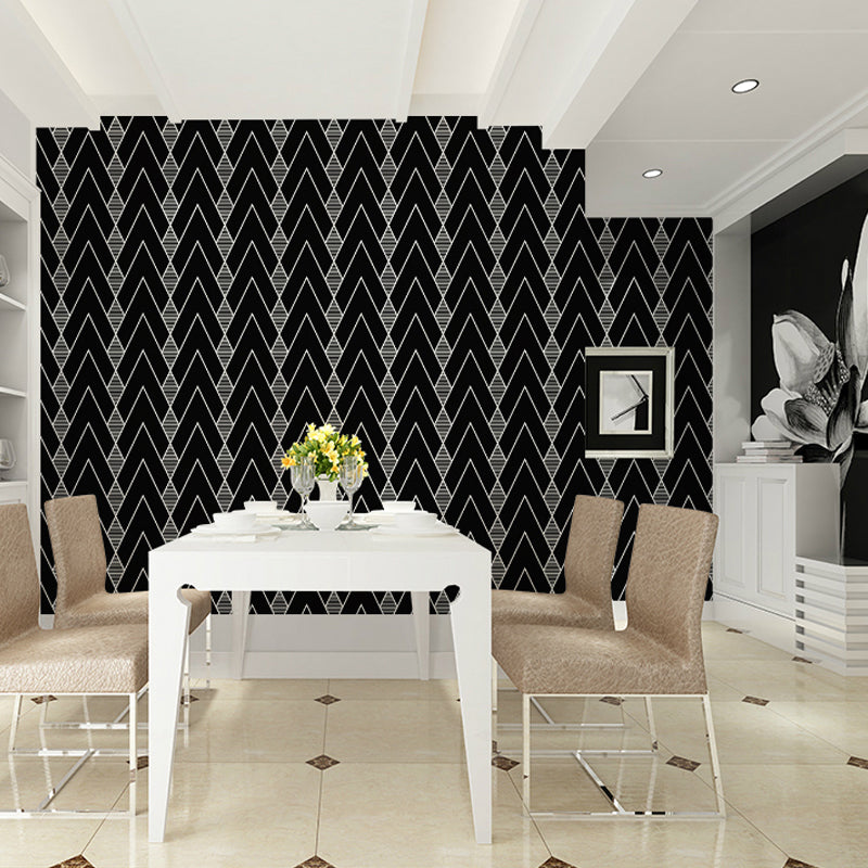 Modern Arrow Pattern Wallpaper for Living Room 57.1-sq ft Wall Covering in Dark Color