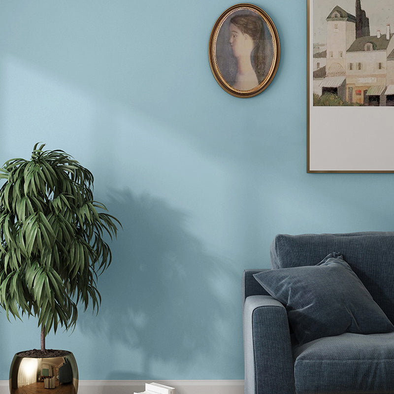 Peel and Stick Solid Wallpaper Sky Blue Nordic Removable Wall Covering for Bedroom