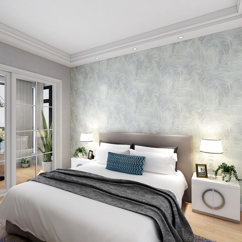 Light-Color Foliage Wallpaper Roll Plants Nordic Moisture Resistant Wall Art for Living Room