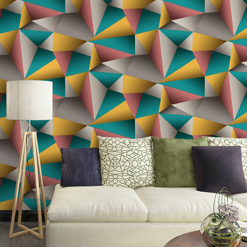 57.1-sq ft Geometry Wallpaper Modern 3D Triangle Pattern Wall Decoration in Dark Color