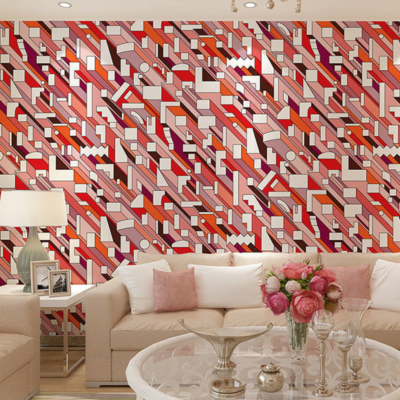 Mid-Century geometrische behangbrug kleur vochtbestendige muurkunst voor woondecoratie