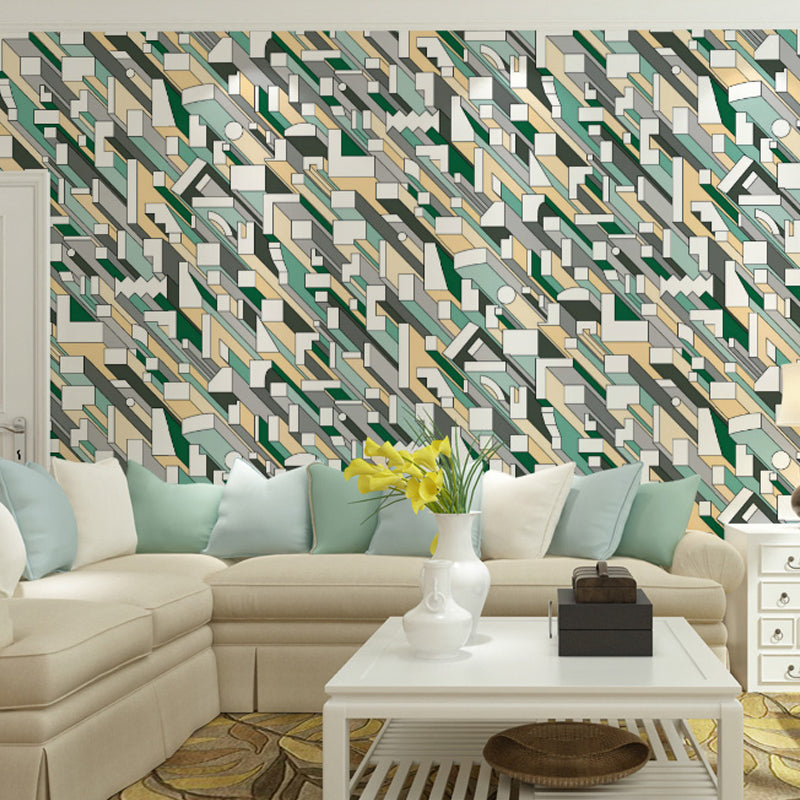 Mid-Century geometrische behangbrug kleur vochtbestendige muurkunst voor woondecoratie