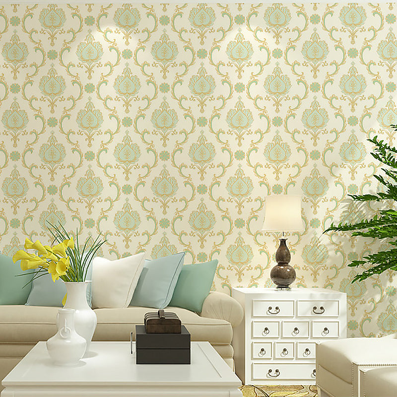 Papier peint jacquard non encollé de 33 pi de long x 20,5 po de large, décor mural nostalgique de couleur douce pour chambre à coucher