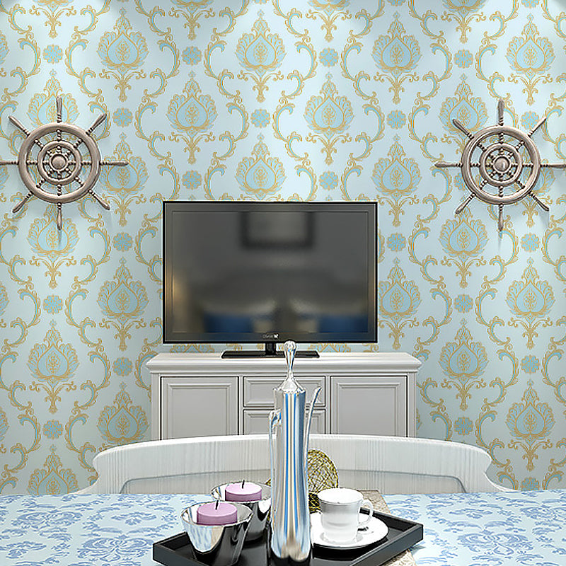 Papier peint jacquard non encollé de 33 pi de long x 20,5 po de large, décor mural nostalgique de couleur douce pour chambre à coucher