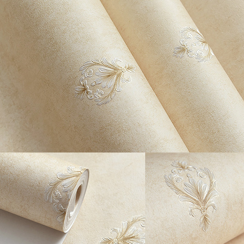 Papier peint floral rétro 3D en relief, résistant à l'humidité, décoration murale de couleur douce pour chambre à coucher
