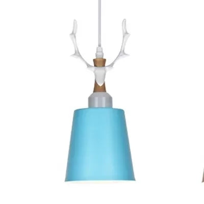 Makkaronstil -Eimer -Hang -Licht mit Geweih 1 Light Metall -Anhänger Licht für Balkon Foyer