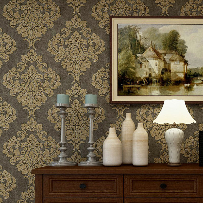 Dark Color Nostalgic Wallpaper 27.5' L x 28" W Medallion Patterned Wall Art for Bedroom