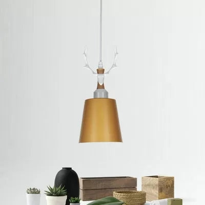 Makkaronstil -Eimer -Hang -Licht mit Geweih 1 Light Metall -Anhänger Licht für Balkon Foyer