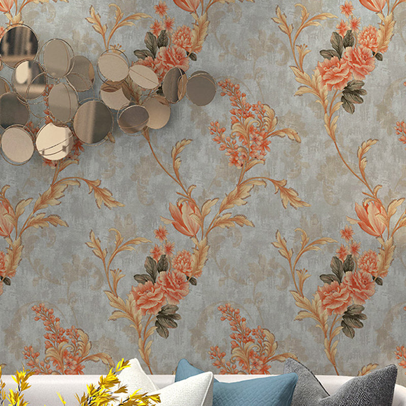 Papier peint à fleurs de 57,1 pieds carrés pour chambre à coucher, décoration murale de branche de pivoine de couleur foncée, résistant à l'humidité