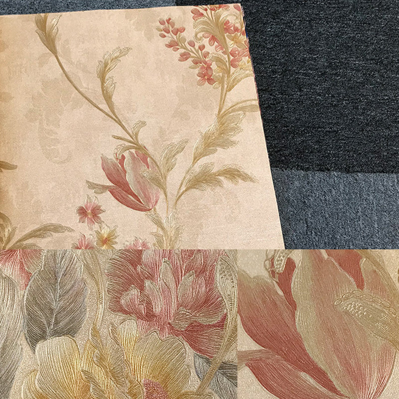 Papier peint à fleurs de 57,1 pieds carrés pour chambre à coucher, décoration murale de branche de pivoine de couleur foncée, résistant à l'humidité