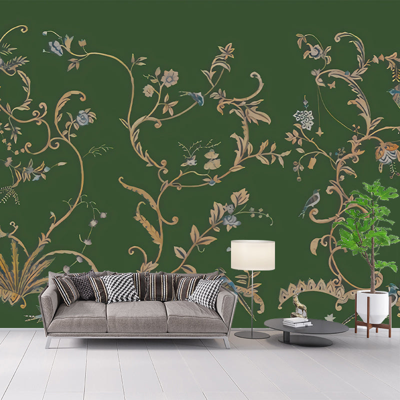 Rustikales Wandbild in dunkler Farbe, großes Wirbelblumen-Wanddekor für Zuhause, Vliesstoff