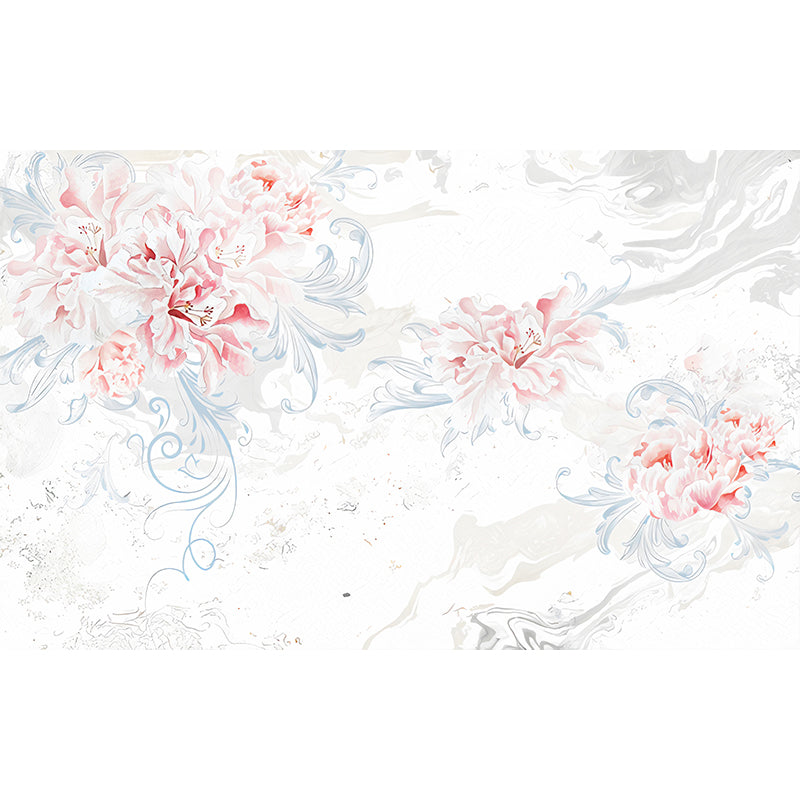 Large Flower Mural Decal Modern Beautiful Lily Blossom Wall Covering in Pink for Bedroom