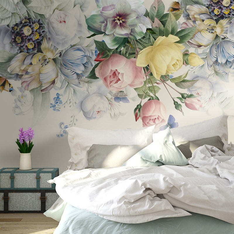 Semi-Open Peonies Flower Murals Wallpaper Stylish Smooth Wall Decor for Girls Room