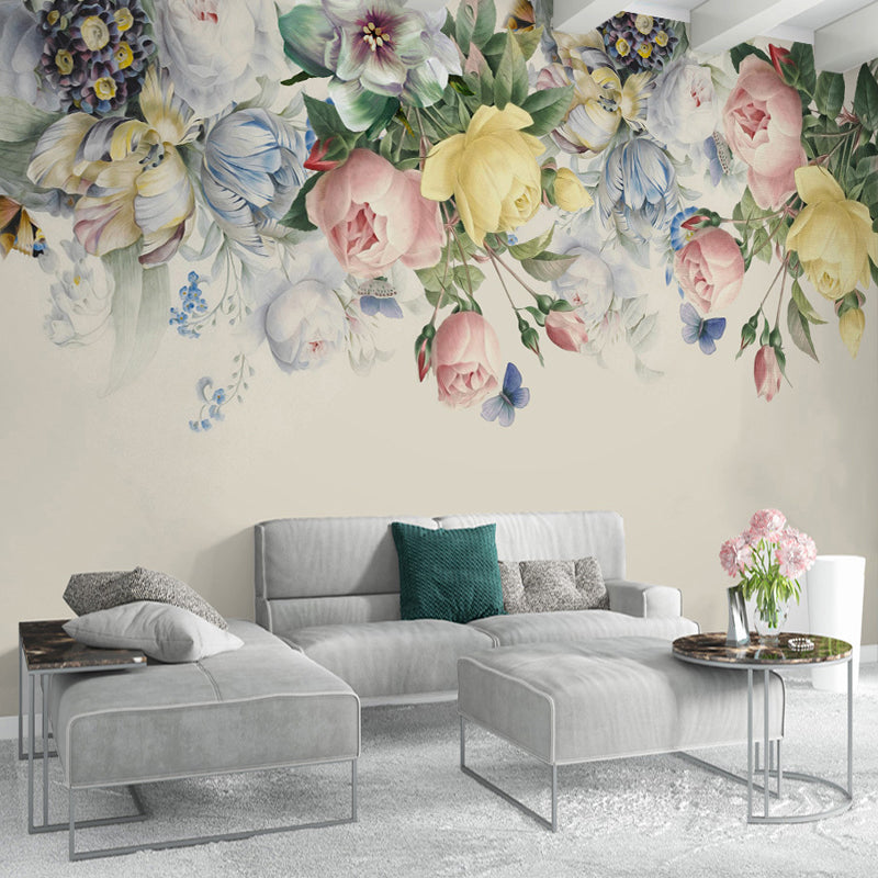 Semi-Open Peonies Flower Murals Wallpaper Stylish Smooth Wall Decor for Girls Room