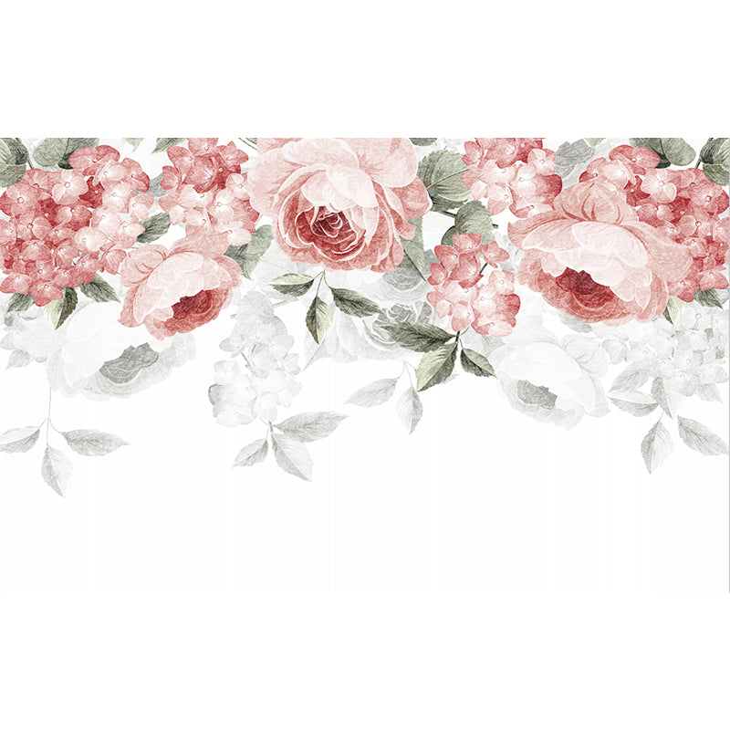 Full Size Peonies Wall Mural Decal Stylish Beautiful Flower Wall Decor in Pink-Green