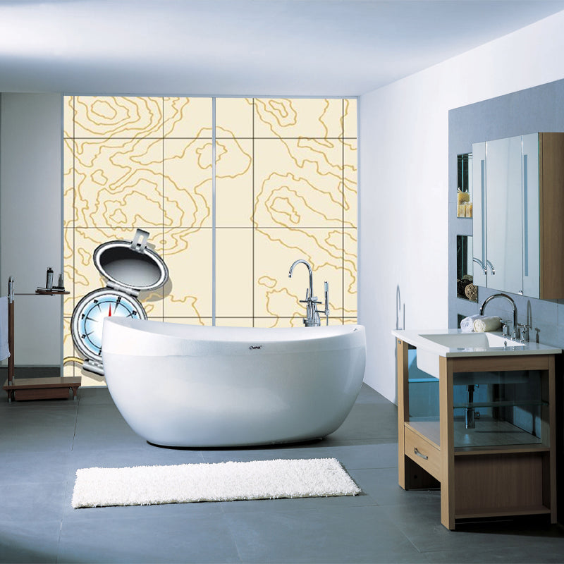 Compass and Geography Line Mural Modern Washable Bedroom Wall Decor, Custom-Made