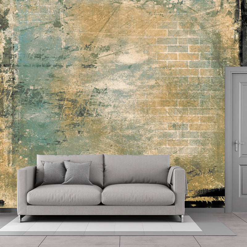 Vintage Distressed Brick Effect Murals for Kitchen Custom Size Wall Art in Brown