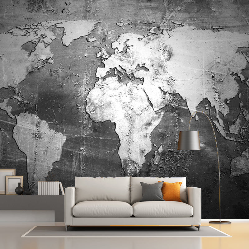 Photography Continental Map Wall Murals Full Size Wall Covering for Bedroom, Custom Print