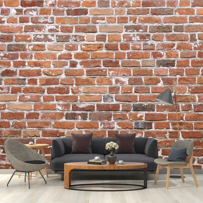 Countryside Brick Wall Covering Murals Red Living Room Wall Decor, Customized Size