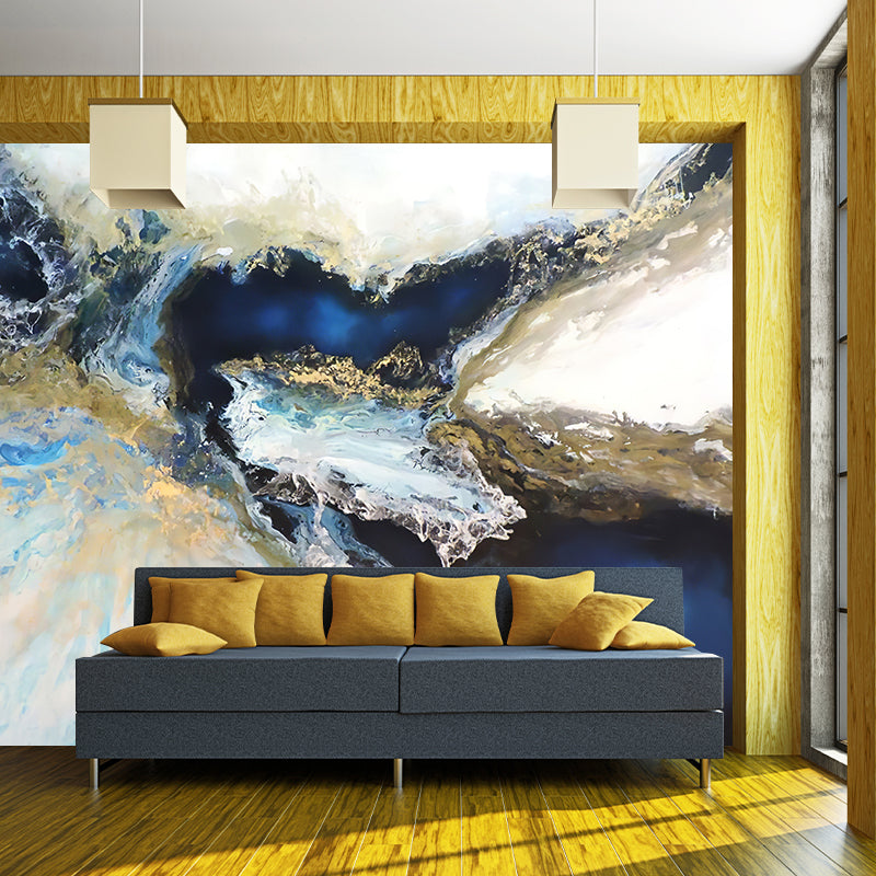 Blue-White Modern Art Murals Large Waterfall Oil Painting Wall Decor for Bedroom