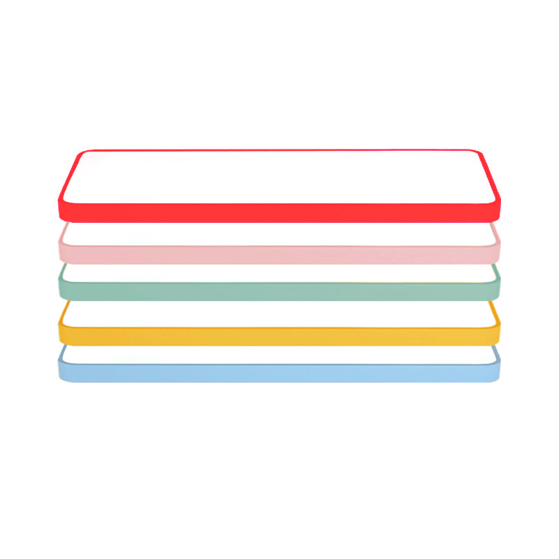 Rectangular Hanging Lamp Simplicity Metal Led 47" Long White/Blue/Yellow Ceiling Pendant Light for Office, 8"/12" Wide