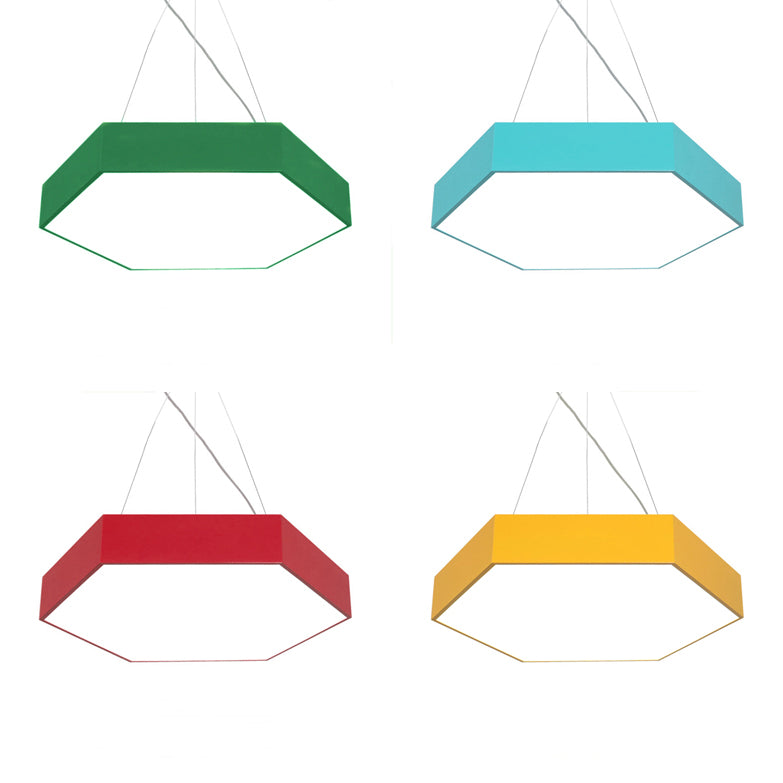 Yellow/Silver/Purple Hexagon Pendant Lamp Contemporary Led Metal Hanging Ceiling Light, 12"/18"/23.5" Wide
