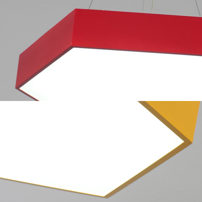 Yellow/Silver/Purple Hexagon Pendant Lamp Contemporary Led Metal Hanging Ceiling Light, 12"/18"/23.5" Wide