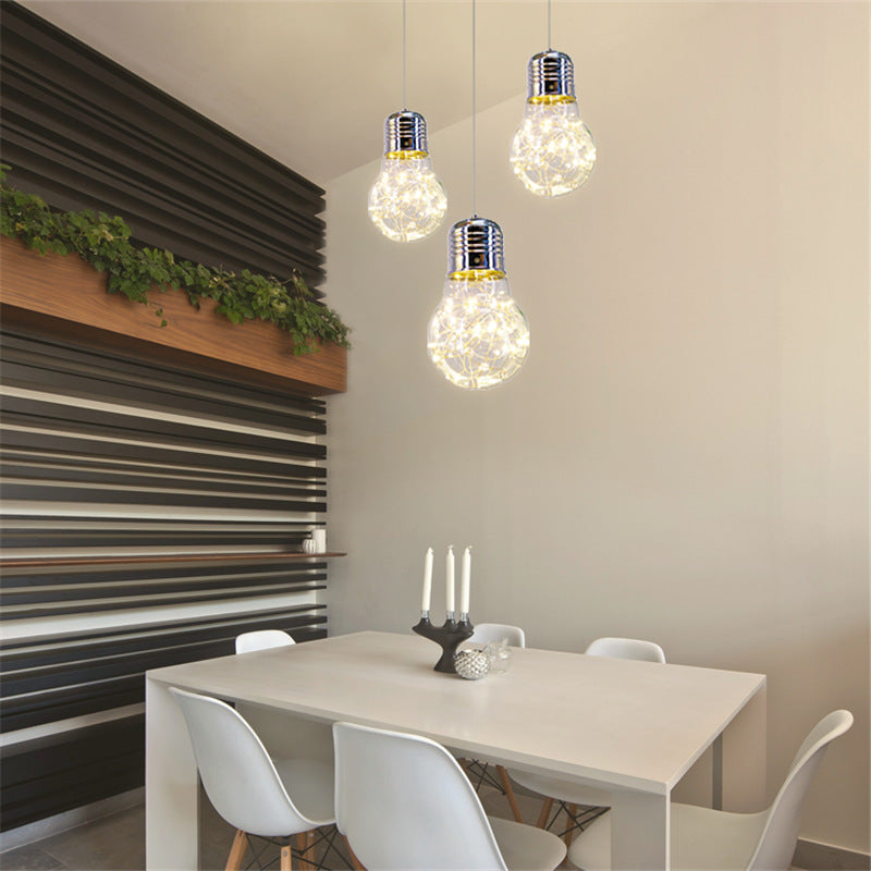 Cuerte de vidrio desnudo suspensión colgante contemporáneo 1 luz cromado led colgante de led en blanco/luz cálida