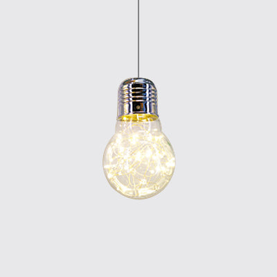 Cuerte de vidrio desnudo suspensión colgante contemporáneo 1 luz cromado led colgante de led en blanco/luz cálida