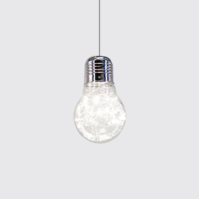 Cuerte de vidrio desnudo suspensión colgante contemporáneo 1 luz cromado led colgante de led en blanco/luz cálida