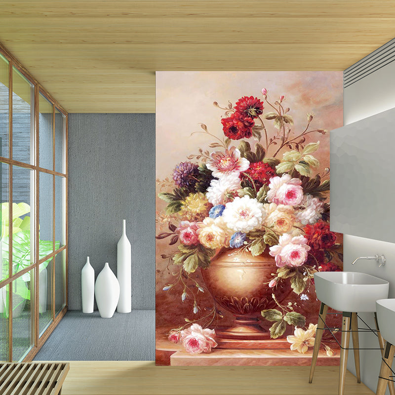 Whole Modern Wall Paper Murals Red Brown Still Life Peony Vase Wall Art, Custom Print