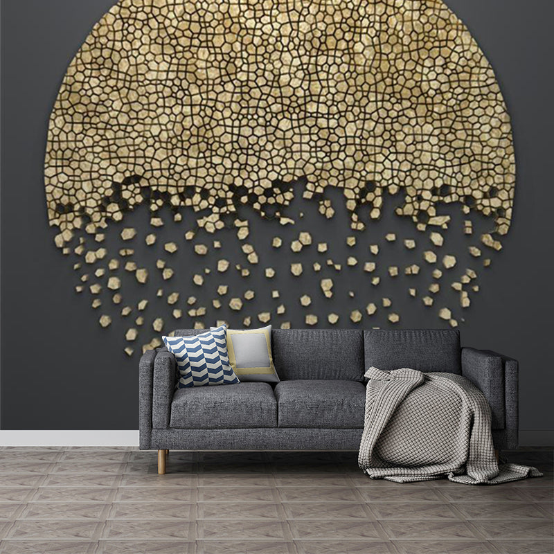Minimalist Aesthetics Moon Mural Wallpaper for Home Custom Wall Art in Yellow on Black