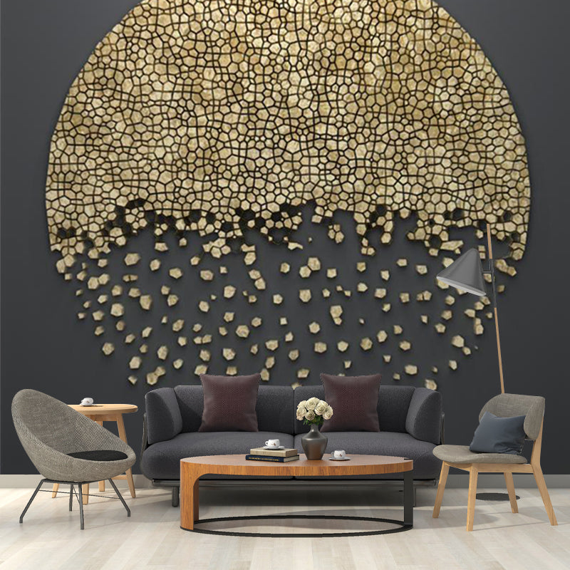 Minimalist Aesthetics Moon Mural Wallpaper for Home Custom Wall Art in Yellow on Black
