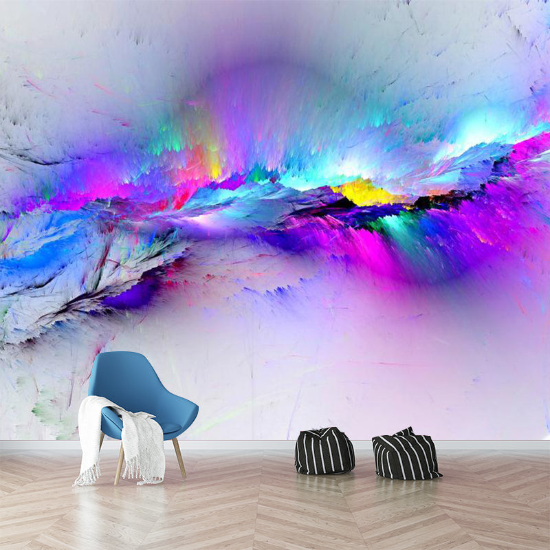 Blue-Purple Feathers Wallpaper Murals Water Resistant Wall Covering for Living Room