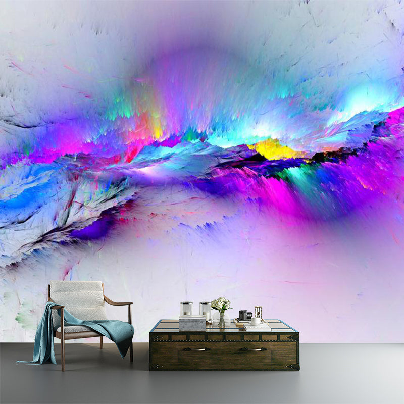 Blue-Purple Feathers Wallpaper Murals Water Resistant Wall Covering for Living Room