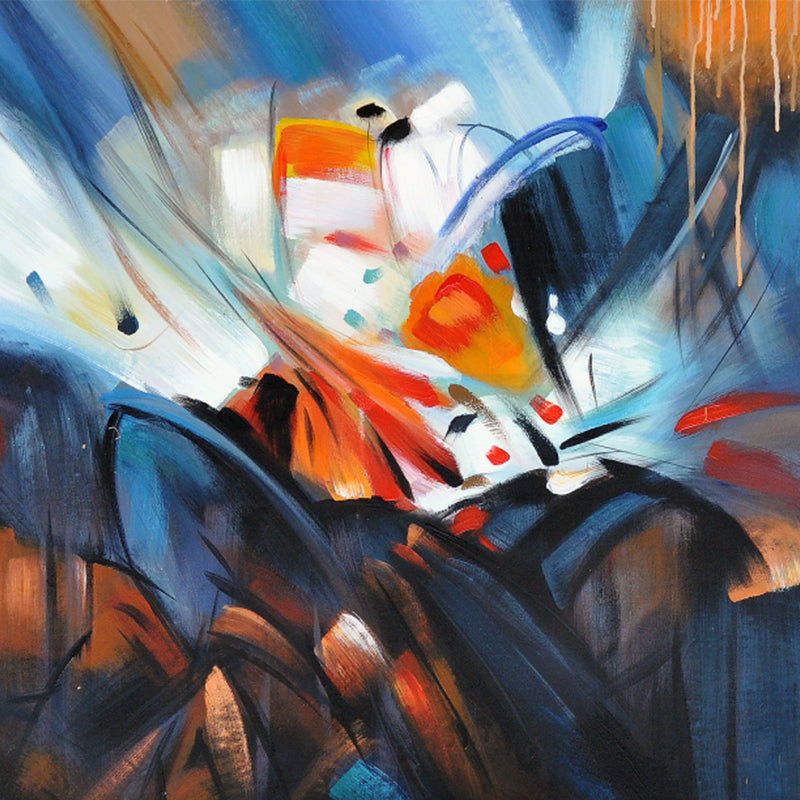 Abstract Painting Murals Wallpaper Orange-Blue Novelty Wall Decor for Living Room