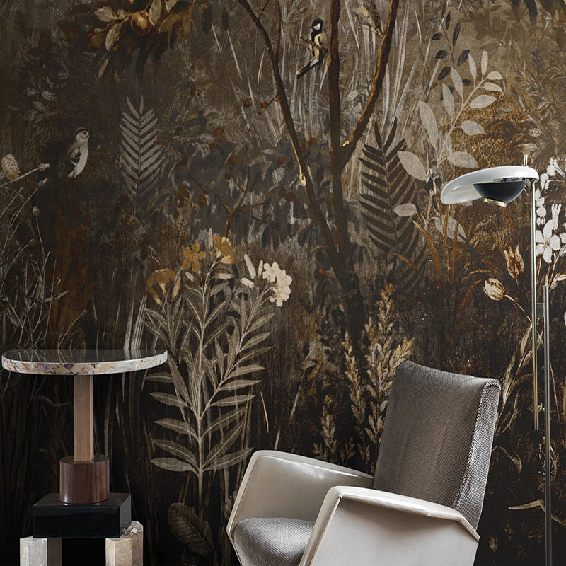 Tropics Fruit Tree Mural Wallpaper Dark Blue Dining Room Wall Art, Customised Size Available