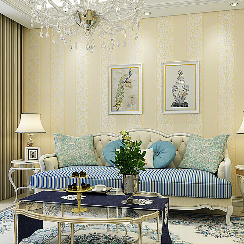 Removable Scroll Wallpaper Roll Glam Non-Woven Fabric Wall Decor for Living Room, Self-Stick