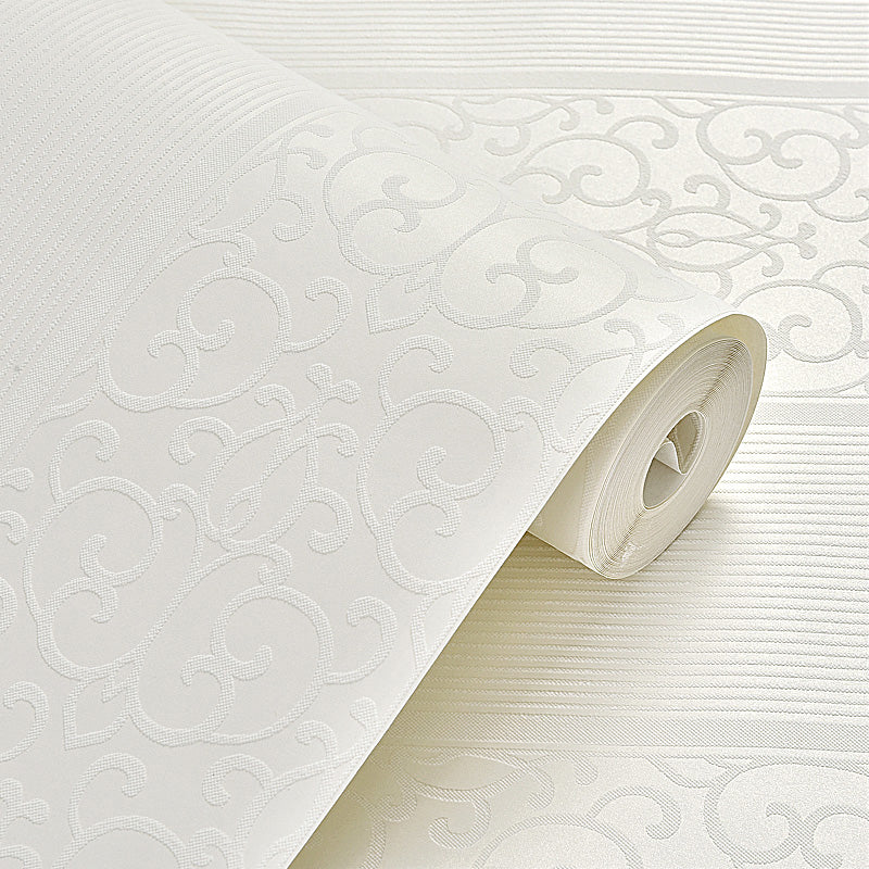 Removable Scroll Wallpaper Roll Glam Non-Woven Fabric Wall Decor for Living Room, Self-Stick
