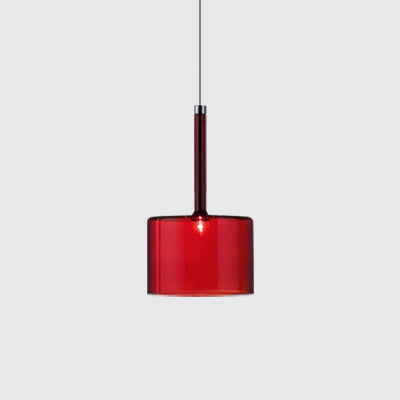 Nickle Zylindrisch/Trommel/lange Säule Suspension Anhänger Modernist 1 hellgrau/rot/orange Glas LED Hängende Leuchte