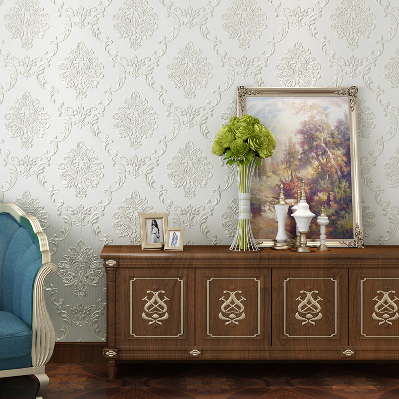 Stick On Glam Damask Wallpaper Embossed Temporary Soft-Color Wall Decor for Bedroom