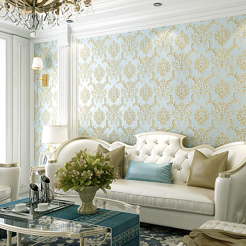 Self Sticking Floral Jacquard Wallpaper Luxury Embroidered Wall Covering, Easy Peel off