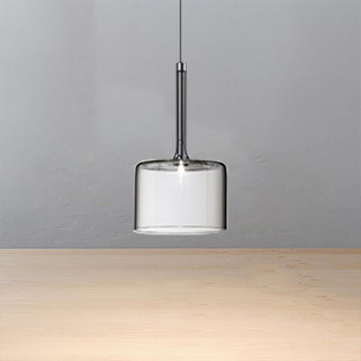 Nickle Zylindrisch/Trommel/lange Säule Suspension Anhänger Modernist 1 hellgrau/rot/orange Glas LED Hängende Leuchte