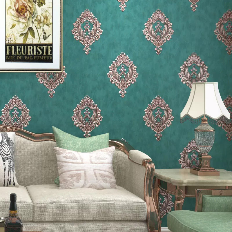 Medallion Wallpaper Luxury Embroidery Wall Covering in Pastel Color for Accent Wall