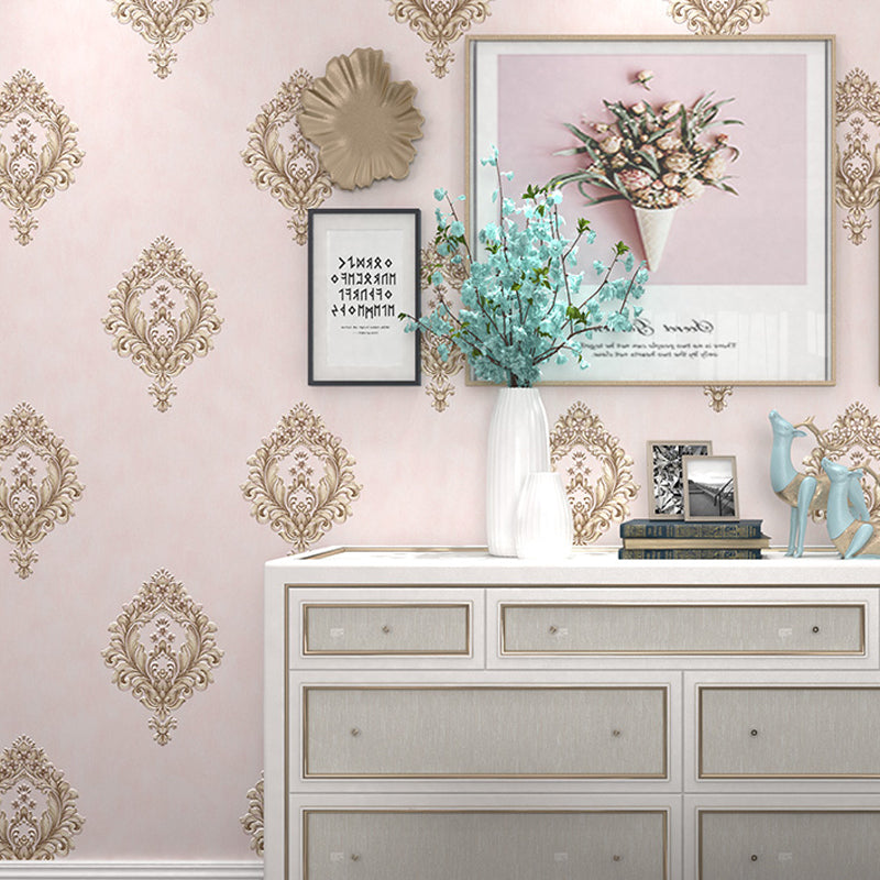 Medallion Wallpaper Luxury Embroidery Wall Covering in Pastel Color for Accent Wall