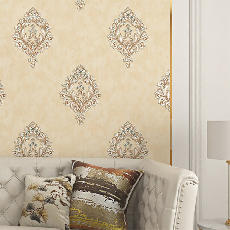 Elegant Jacquard Wallpaper Roll for Bedroom Floral Embroidered Wall Decor, 54.2-sq ft