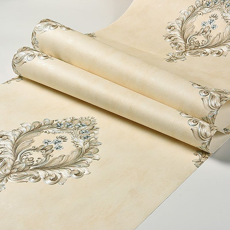Elegant Jacquard Wallpaper Roll for Bedroom Floral Embroidered Wall Decor, 54.2-sq ft